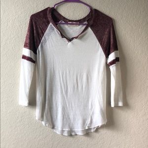 Soft white and maroon Hollister top